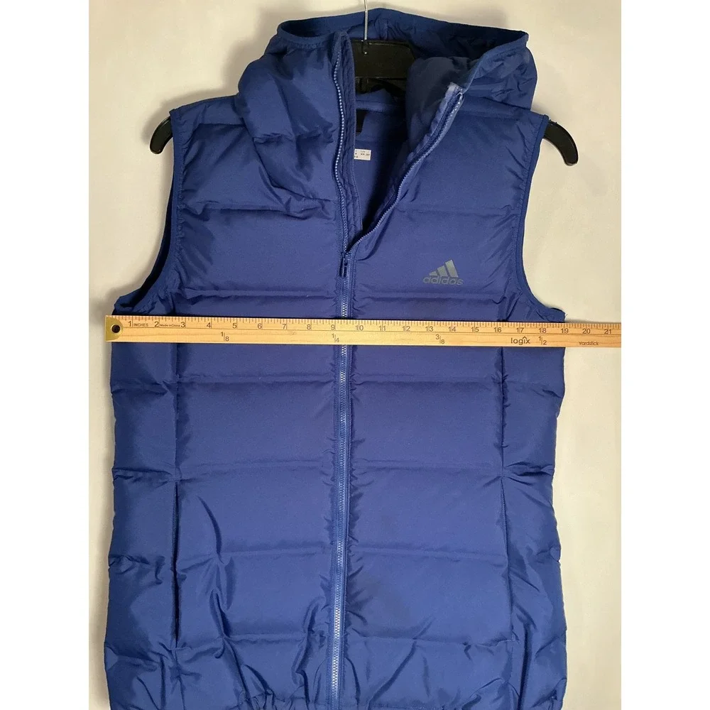 Adidas Hooded Puffer Vest Royal Blue Quilted Full Zip Sleeveless Jacket M‎ - Picture 9 of 14